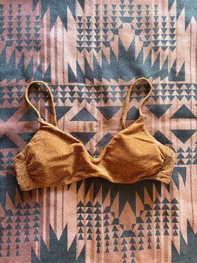 Wild Fable Shimmer Bikini Top Bronze Copper Gold Lurex Sparkle size XL